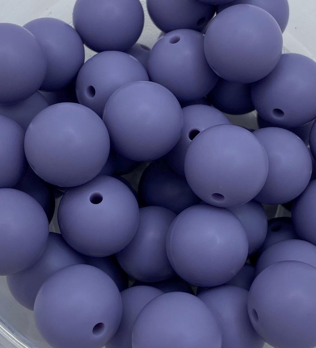 10 Lilac Solid Round  Silicone Beads - 15mm