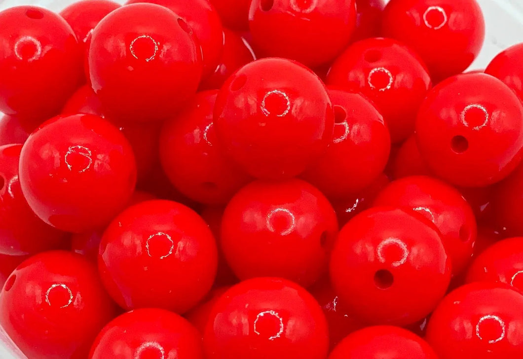 10 Shiny Silicone Beads - 15mm - red