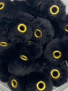 10 Fuzzy Spacer  Beads - 20 mm - Black