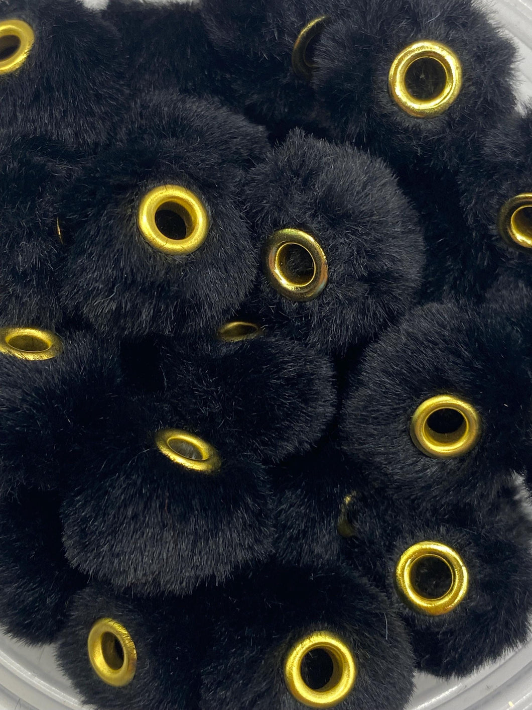 10 Fuzzy Spacer  Beads - 20 mm - Black