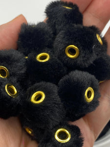 10 Fuzzy Spacer  Beads - 20 mm - Black