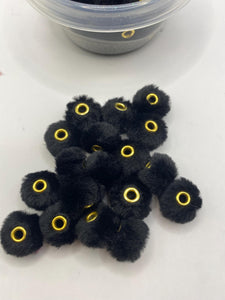 10 Fuzzy Spacer  Beads - 20 mm - Black