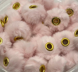 10 Fuzzy Spacer  Beads - 20 mm - Light Pink