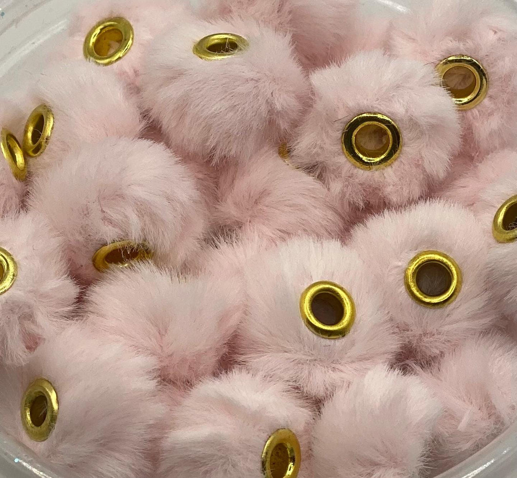 10 Fuzzy Spacer  Beads - 20 mm - Light Pink