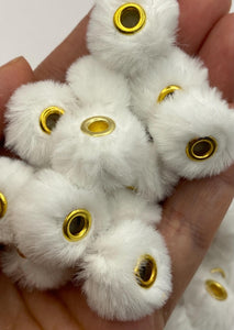 10 Fuzzy Spacer  Beads - 20 mm - White