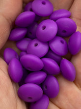 Load image into Gallery viewer, 20 Purple Solid Silicone Lentil  Beads - 12mm
