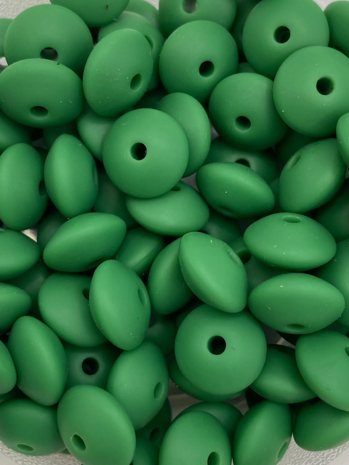 Silicone Lentil Beads -  Green