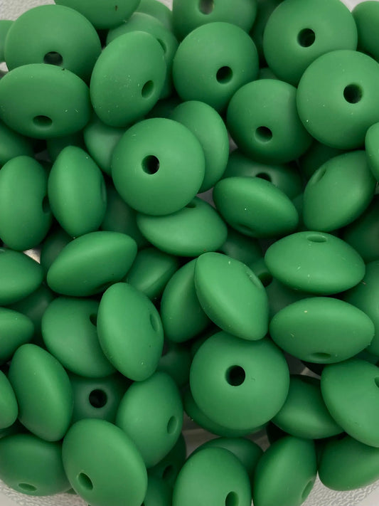 Silicone Lentil Beads -  Green