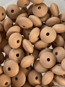 20 Oatmeal Solid Silicone Lentil  Beads - 12mm