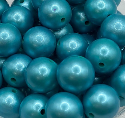 Teal Metallic Silicone Beads