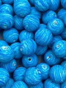 10 Blue Swirl Silicone Beads - 15mm