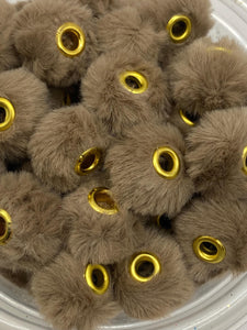 10 Fuzzy Spacer  Beads - 20 mm - Brown