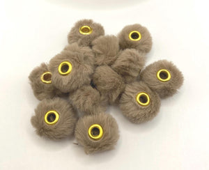 10 Fuzzy Spacer  Beads - 20 mm - Brown