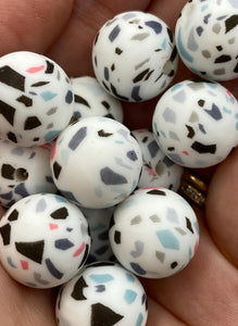 10 Terrazzo Silicone Beads - 15mm
