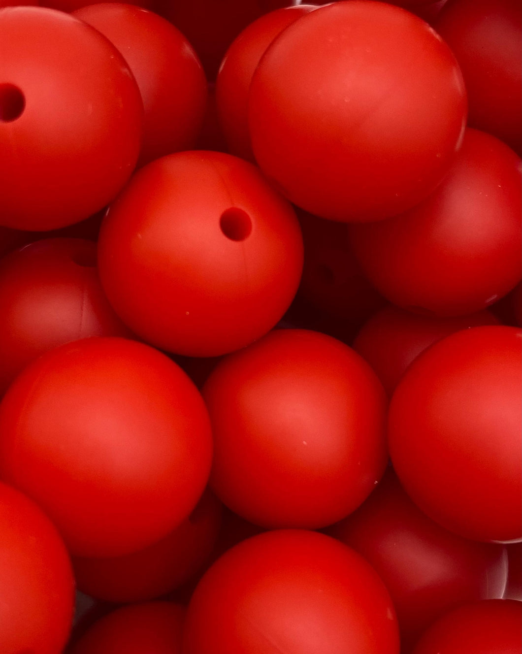 25 Christmas Red Solid Round  Silicone Beads - 15mm