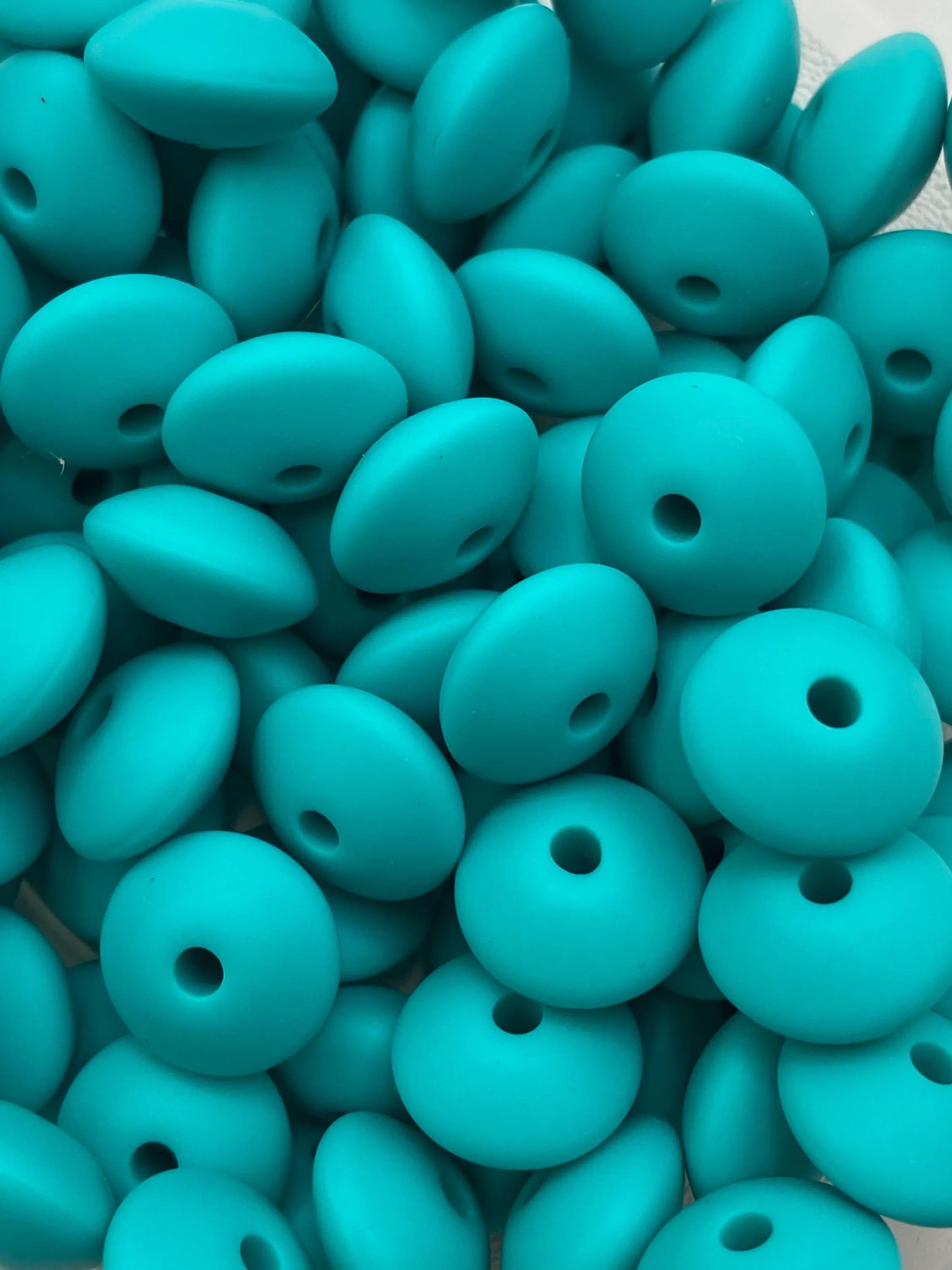 Silicone Lentil Beads -  Turquoise