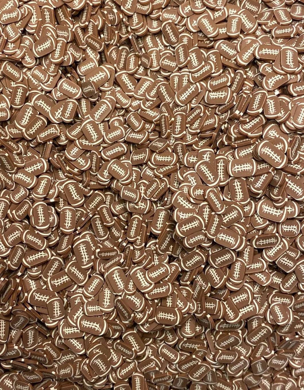 Football Polymer Clay Slices 5mm.  0.5 oz bag