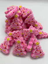 Load image into Gallery viewer, Pink Christmas Tree Silicone Focal Bead
