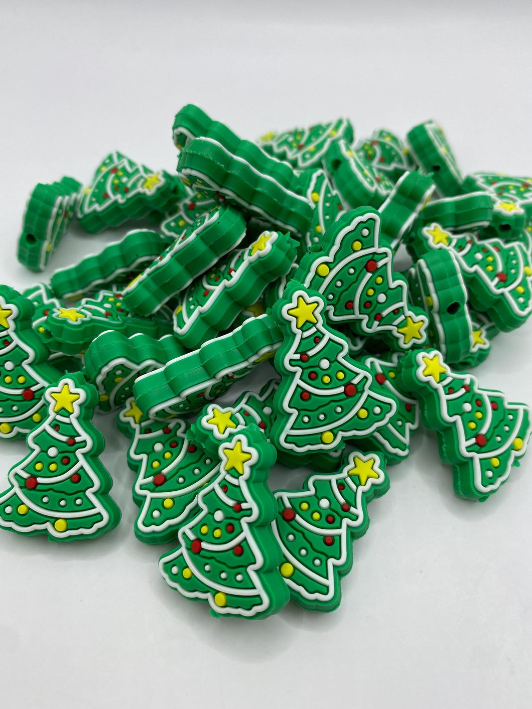 Green Christmas Tree Silicone Focal Bead