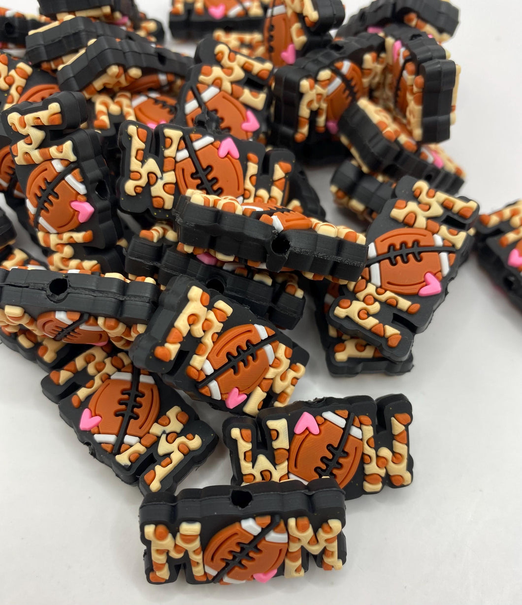 Football Mom Silicone Focal Bead
