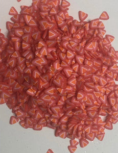 Cut Strawberries Polymer Clay Slices 5mm.  0.5 oz bag