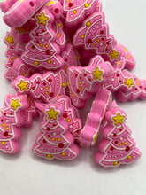 Load image into Gallery viewer, Pink Christmas Tree Silicone Focal Bead
