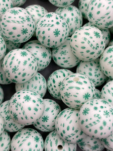10 Green Candy Cane Pattern  Silicone Beads - 15mm