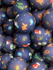 10 Christmas Pattern  Silicone Beads - 15mm