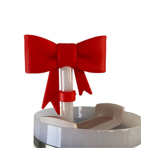Red Bow Tumbler Straw Topper
