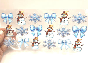 Snowman  UV DTF 16oz cup wrap - double sided - Permanent Decal - Ready to apply