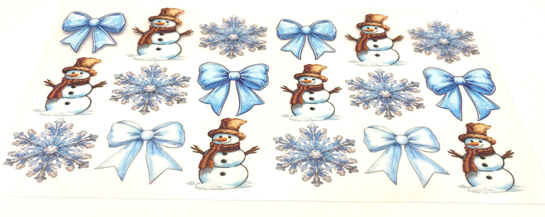 Snowman  UV DTF 16oz cup wrap - double sided - Permanent Decal - Ready to apply