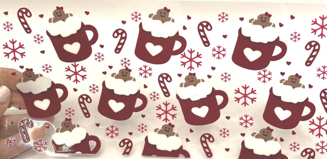 Hot Chocolate UV DTF 16oz cup wrap - double sided - Permanent Decal - Ready to apply