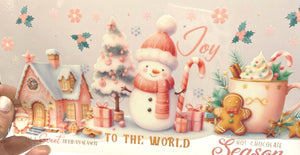 Snowman UV DTF 16oz cup wrap - double sided - Permanent Decal - Ready to apply