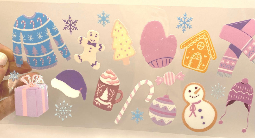 Winter UV DTF 16oz cup wrap - double sided - Permanent Decal - Ready to apply