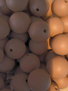 10 Camel Solid Round  Silicone Beads - 15mm
