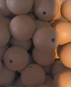 10 Camel Solid Round  Silicone Beads - 15mm