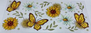 Flowers and Butterflies UV DTF 16oz cup wrap - double sided - Permanent Decal - Ready to apply