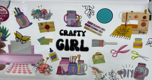 Crafty Girl UV DTF 16oz cup wrap - double sided - Permanent Decal - Ready to apply