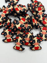 Load image into Gallery viewer, Valentine Cow Silicone Focal Bead Valentine’s Day
