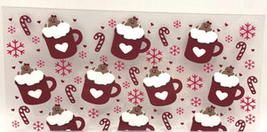 Hot Chocolate UV DTF 16oz cup wrap - double sided - Permanent Decal - Ready to apply