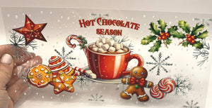 Hot Chocolate Season  UV DTF 16oz cup wrap - double sided - Permanent Decal - Ready to apply