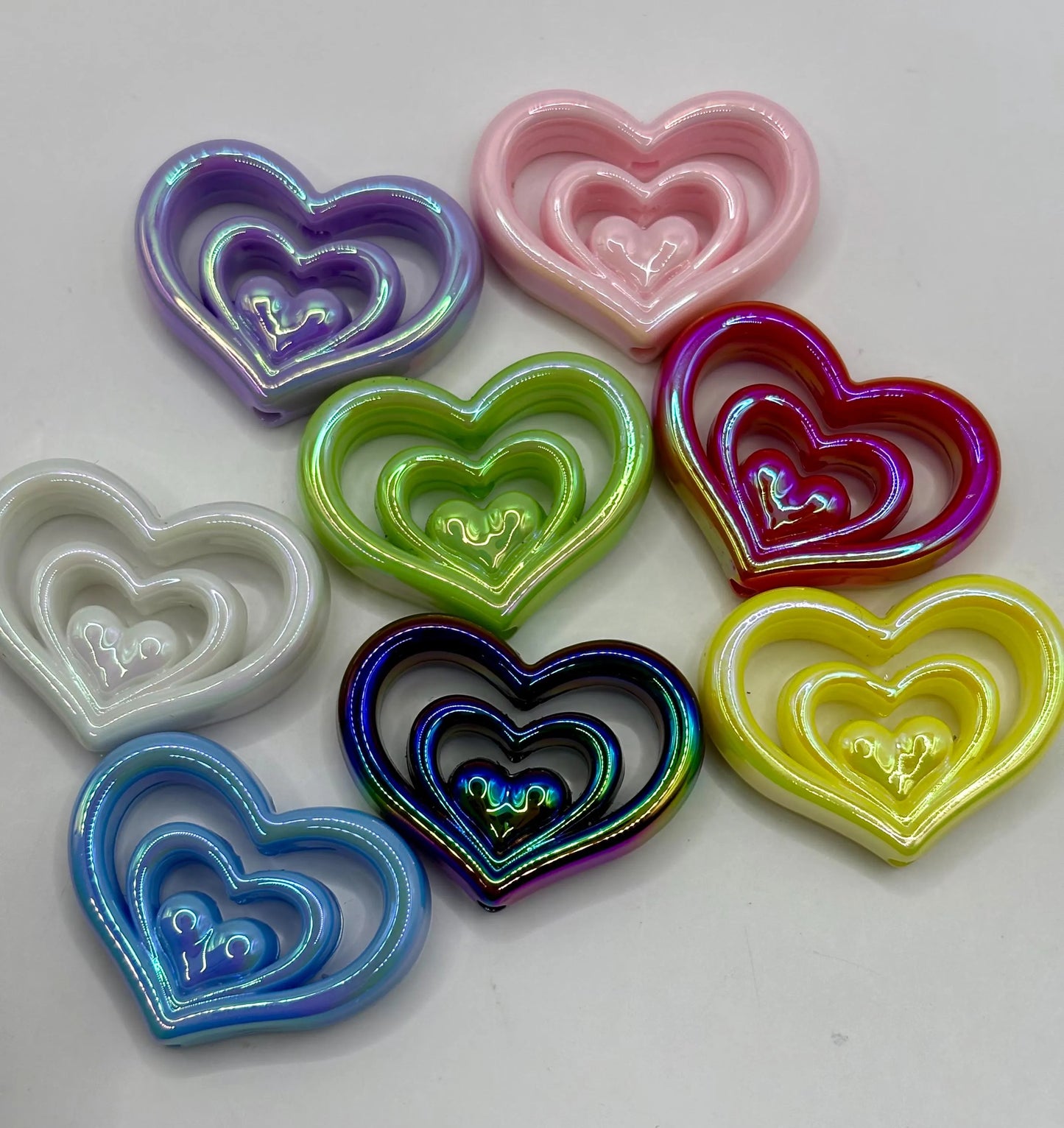 Acrylic Heart Focal Beads - 10 pieces