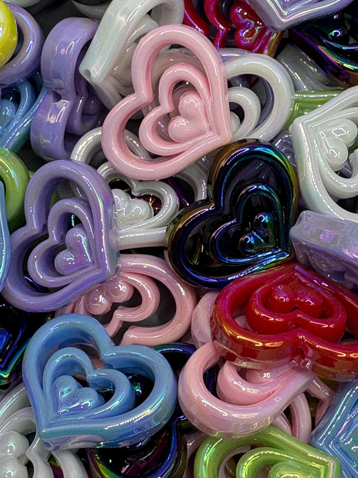 Acrylic Heart Focal Beads - 10 pieces