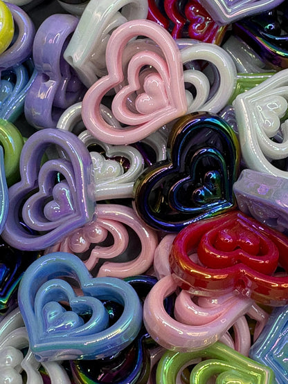 Acrylic Heart Focal Beads - 10 pieces