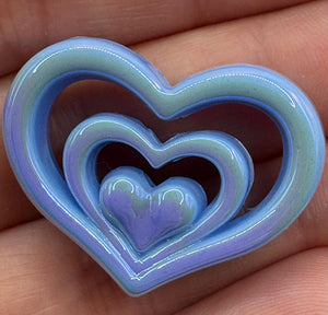 Acrylic Heart Focal Beads - 3 pieces - random color mix
