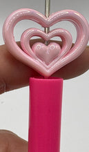 Load image into Gallery viewer, Acrylic Heart Focal Beads - 3 pieces - random color mix
