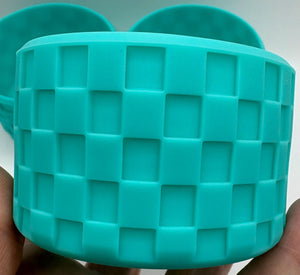 Turquoise Checkered Textured Tumbler Boot - Silicone Boot- Tumbler Accessories