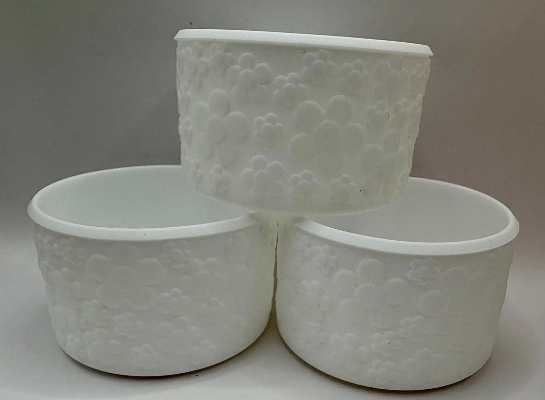 White Floral Textured Tumbler Boot - Silicone Boot- Tumbler Accessories