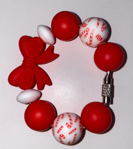 Red Candy Cane  Beaded Cup Charm - cup handle charm - tumbler charm - accessories