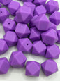 Silicone Hexagon Beads - 17mm -  Purple